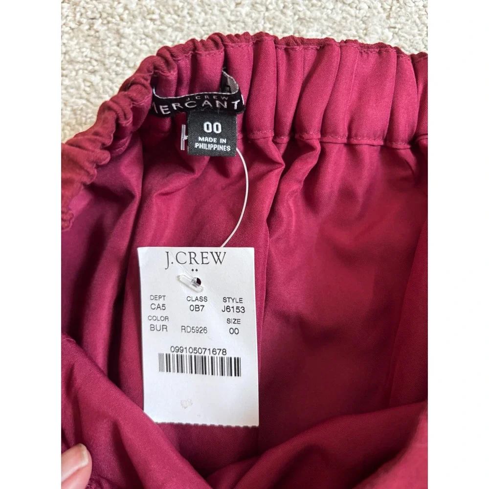 J.Crew Mercantile Ruffle Hem Mini Skirt 00 Burgundy Wine Classic Preppy J6153